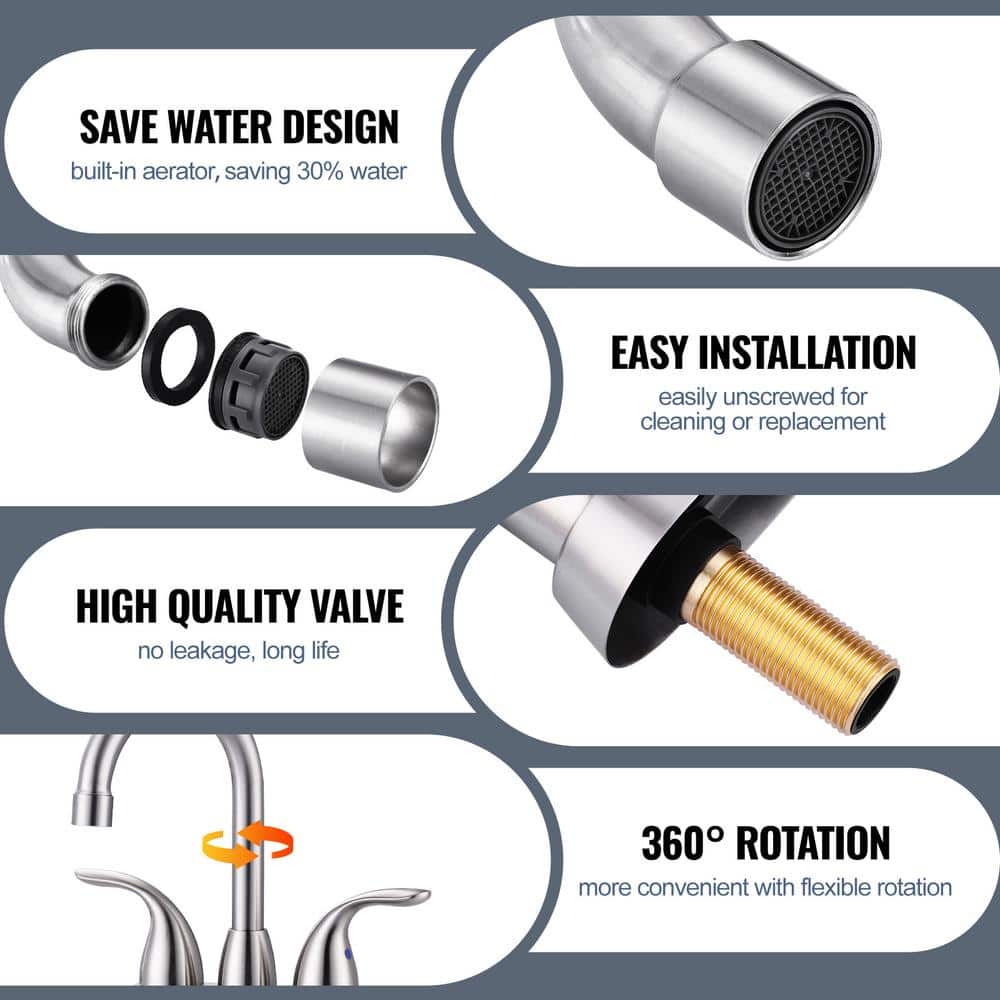 Brushed Nickel Double Handle High Arc Bathroom Faucet