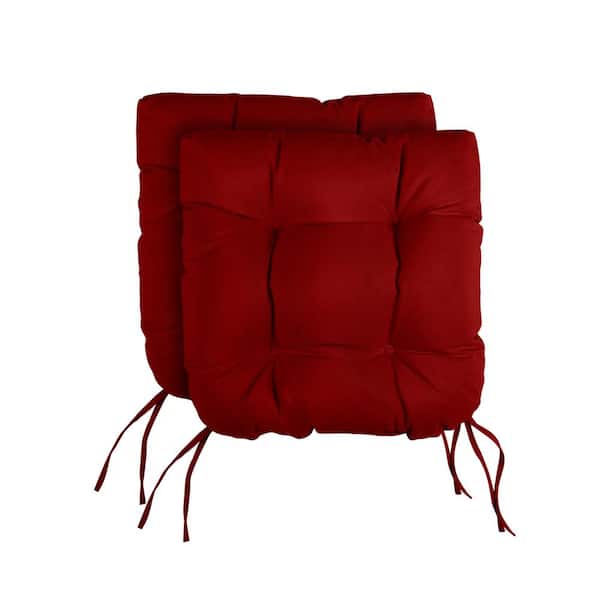 SORRA HOME Crimson Red U-Shaped Tufted Indoor/Outdoor Seat Cushions (Set of 2)