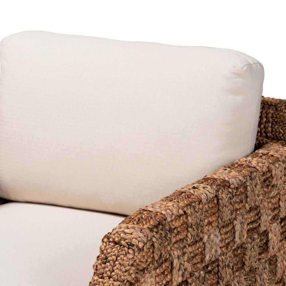 Vevina Mahogany and Woven Seagrass Arm Chair with Cushions