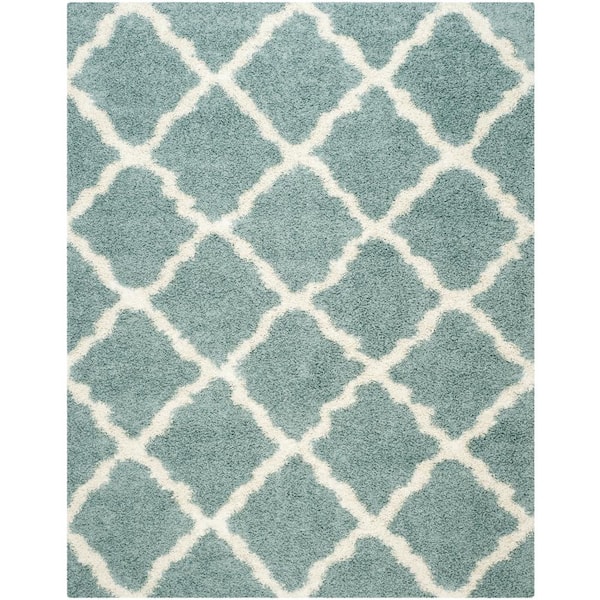 SAFAVIEH Dallas Shag Light Blue/Ivory 9 ft. x 12 ft. Geometric Area Rug