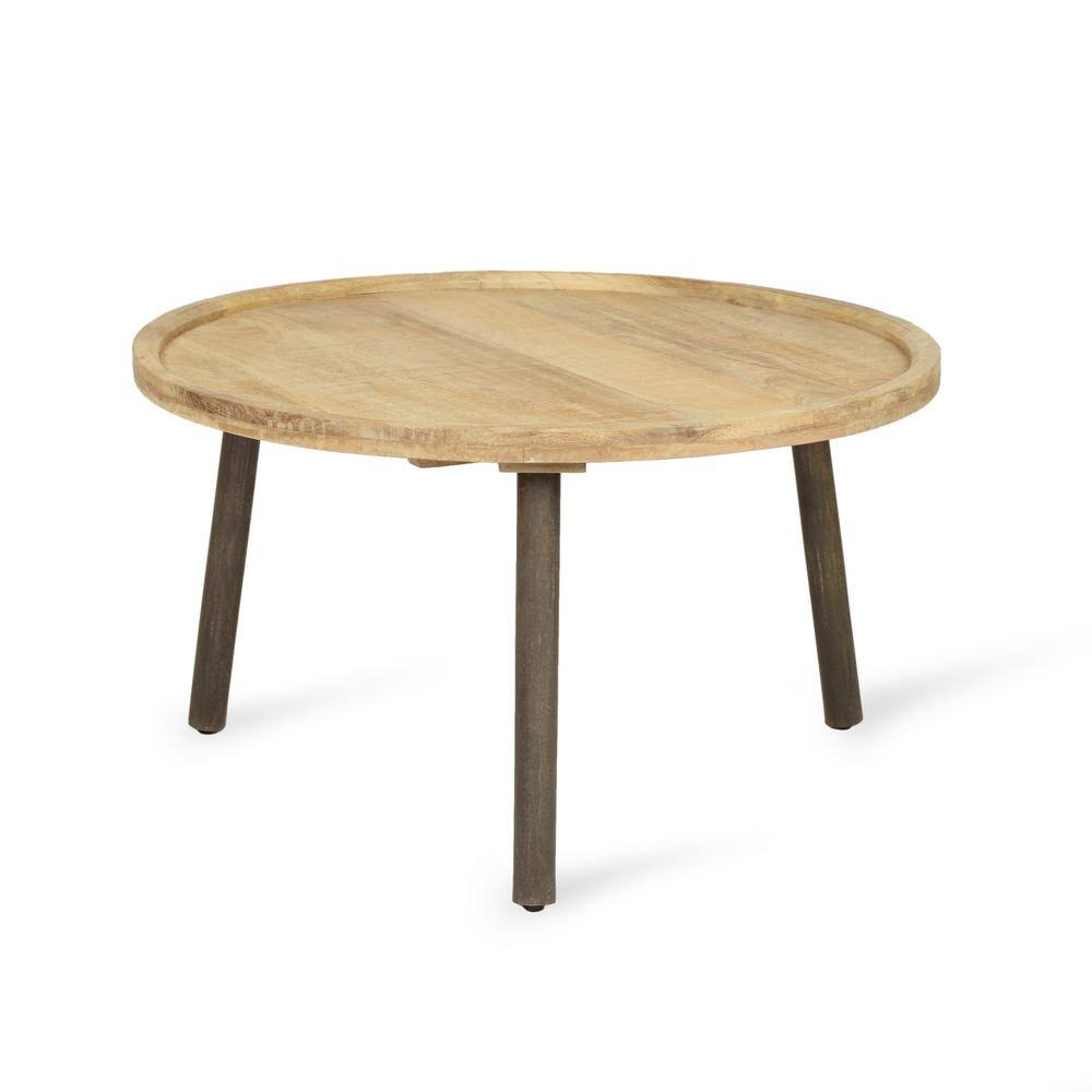 Camry Round Mango Wood Coffee Table with Dark Legs