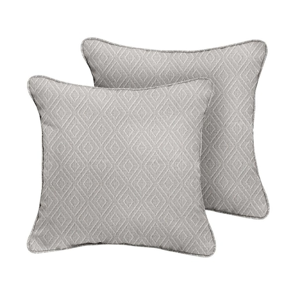 SORRA HOME Sunbrella Retain Oyster Square Outdoor Throw Pillow (2-Pack)