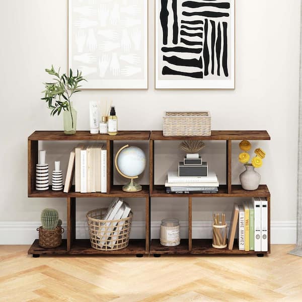 Free-standing Shelving Unit Industrial Style, Freestanding Bookshelves,  Solid Wood Bookcase 