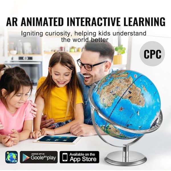 Afoxsos 13.38 in. x 10 in. Interactive AR World Globe with LED