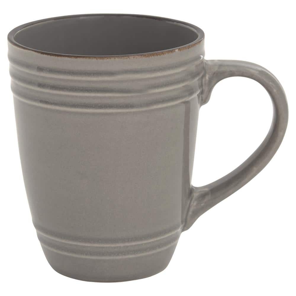 Grey Ceramic Ribbed Dinnerware Set, Service for 4