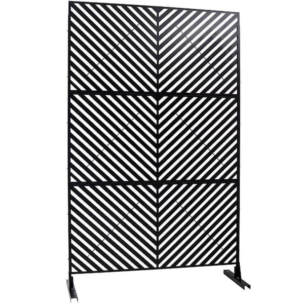 Miscool Anky 76 in. H x 48 in. W Steel Garden Fence, Metal Privacy Screens and Panels with Free Standing in Black