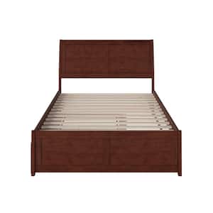 Portland Walnut Full Platform Bed with Matching Foot Board with Twin Size Urban Trundle Bed