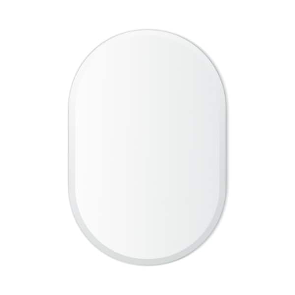 better bevel 24 in. W x 36 in. H Single Frameless Contemporary Oval Beveled Edge Bathroom Vanity Mirror