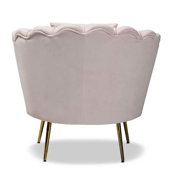 Baxton Studio Garson Blush Pink and Gold Armchair 195 12435 HD