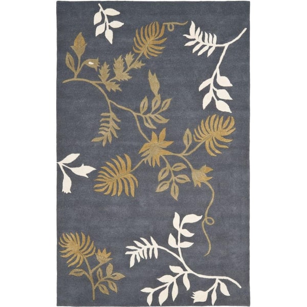 SAFAVIEH Soho Dark Grey 5 ft. x 8 ft. Floral Area Rug