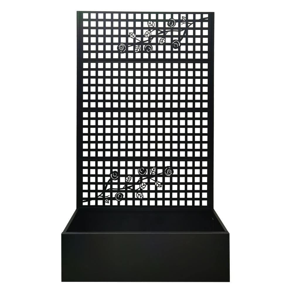 43.3 in Black Iron Outdoor Planter Box with Trellis with Trellis for Patio price history on PriceWatchPro
