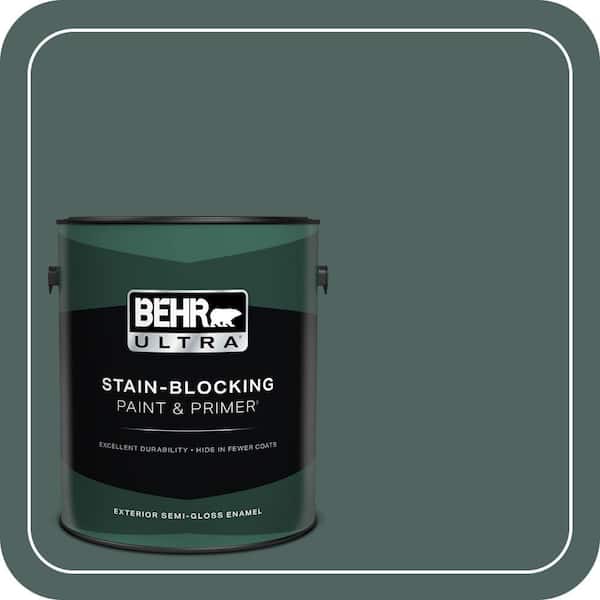 BEHR ULTRA 1 gal. #S430-7 Blue Fir Semi-Gloss Enamel Exterior Paint & Primer