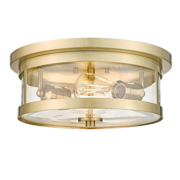 Unbranded Snow I 14 in. 2-Lights Gold Flush Mount