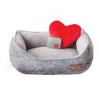 11 in. x 13 in. 4-Watt 1-Size Fits All ( Small ) Gray Mother's Heartbeat Heated Kitty Pet Bed with Heart Pillow