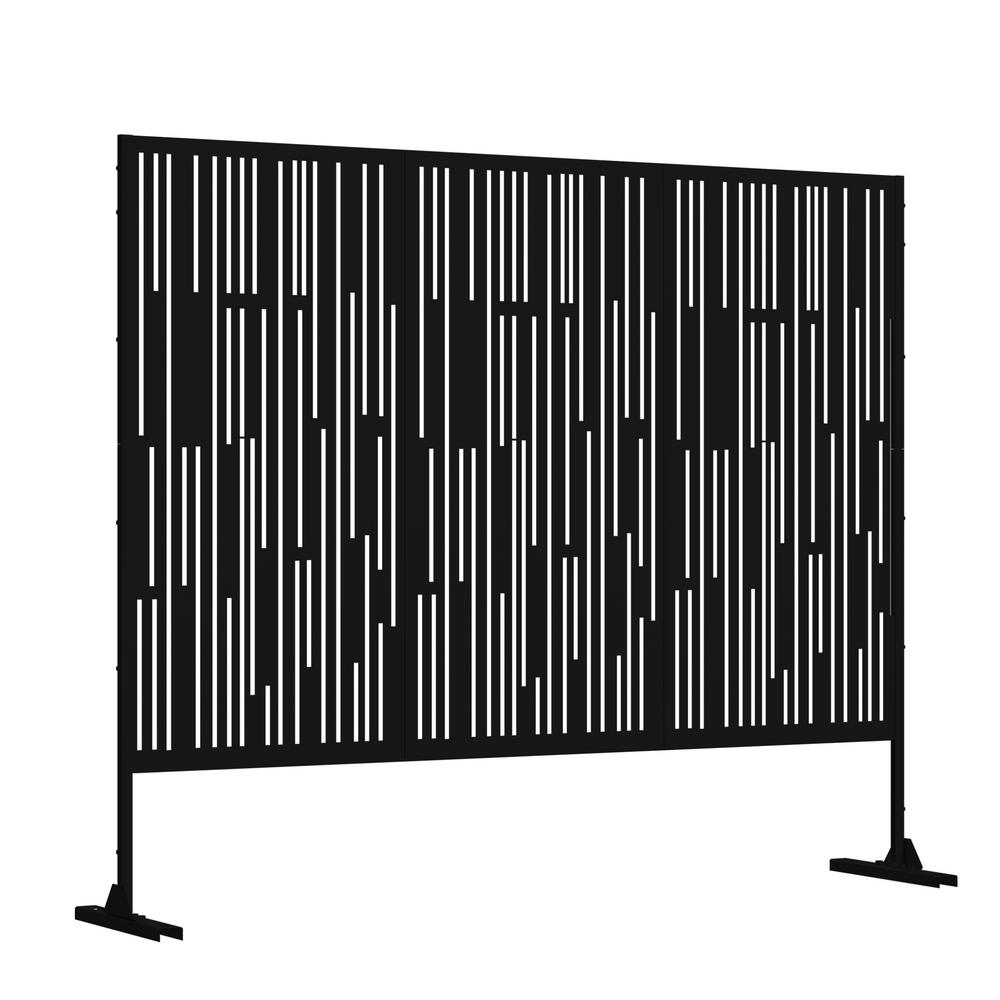75 in. x 48 in. Outdoor Black Wall Applique or Wall Decal Decor Privacy Fen