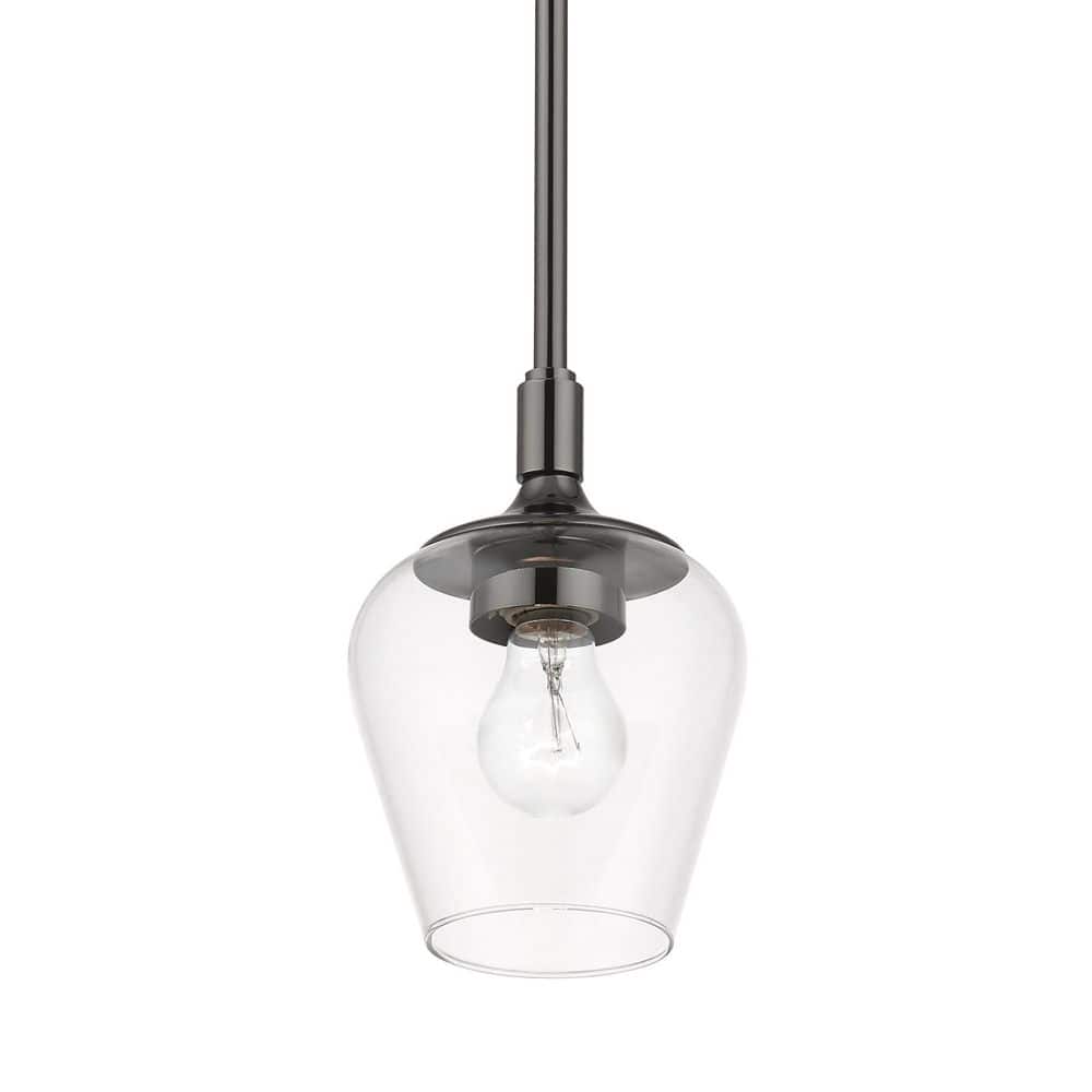 Willow Transitional 1-Light Pendant in Black Chrome with Clear Glass