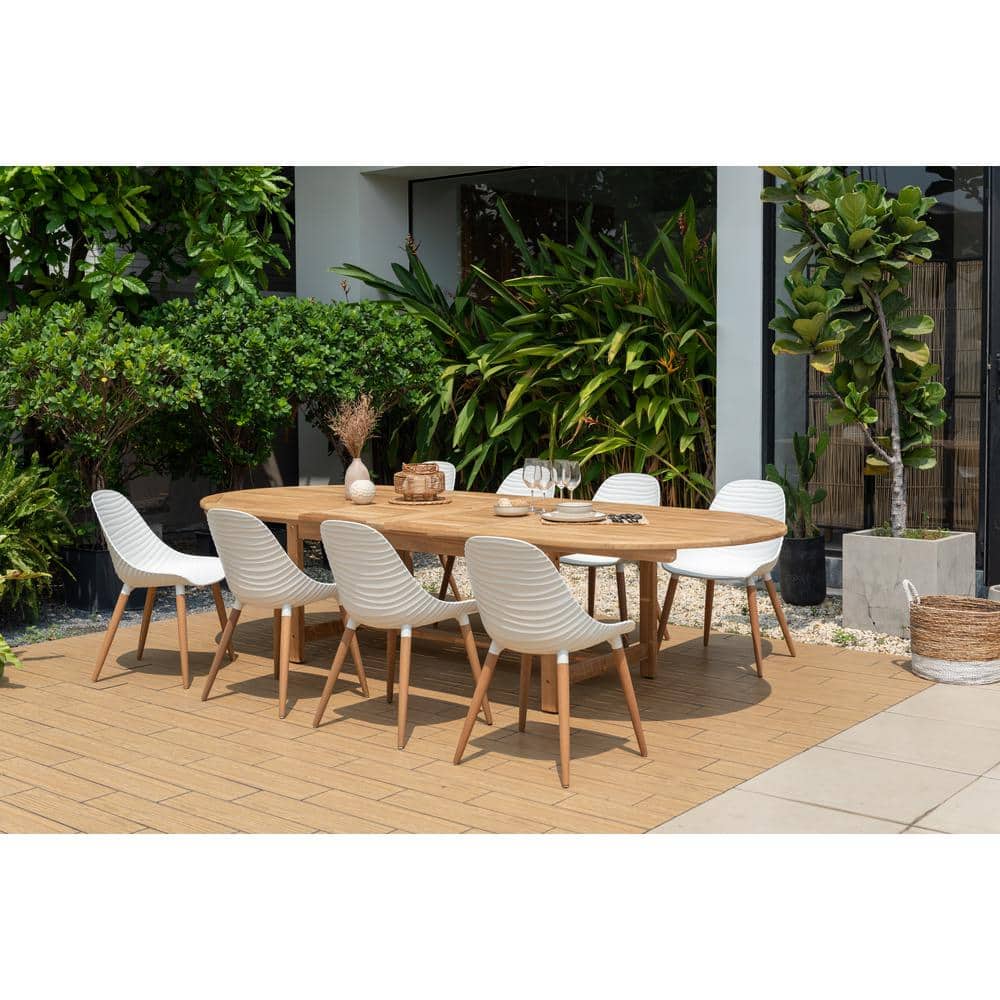talif 9 Piece 100 FSC Teak Wood Outdoor Dining Set
