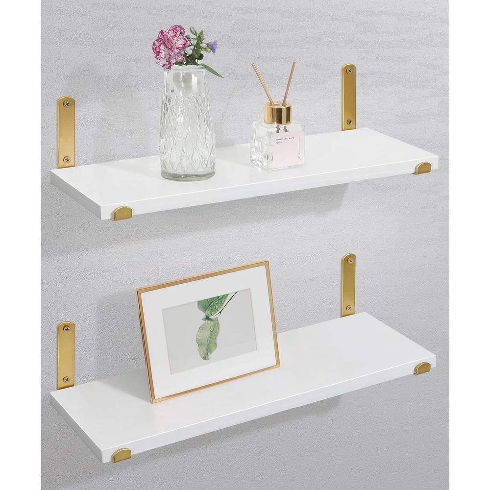 16.3 in. W x 5.7 in. D Decorative Wall Shelf, Gold Floating Shelves White S
