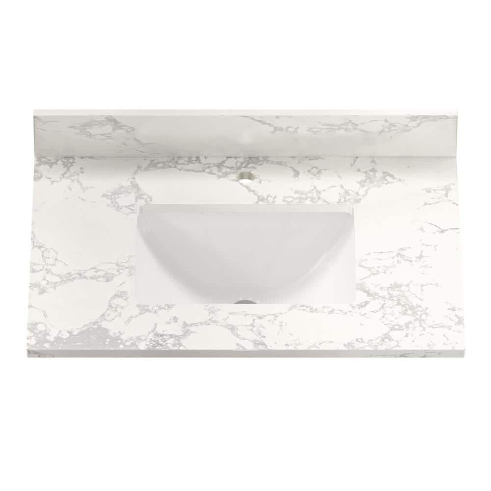31 in. W x 22 in. D Engineered Stone Composite White Rectangular Single Sin