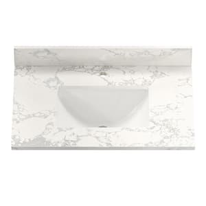 31 in. W x 22 in. D Engineered Stone Composite White Rectangular Single Sink Bathroom Vanity Top in Carrara White-1 Hole