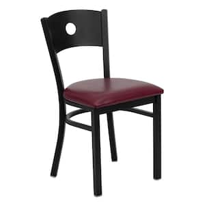 Hercules Series Black Circle Back Metal Restaurant Chair with Burgundy Vinyl Seat