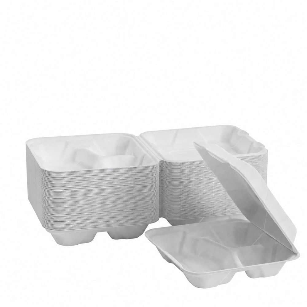 300-Pack 8 x 8 Inch 3-Compartment Compostable Bagasse Clamshell Takeout Containers price history on PriceWatchPro