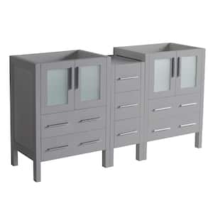 Torino 60 in. W Modern Double Bath Vanity Cabinet Only in Gray with Middle Cabinet