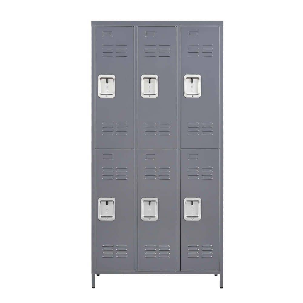 Falvaris 35.4 in. W x 72 in. H x 15.8 in. D Metal Storage Locker Freestanding Cabinet in Grey with 6-Door and Shelves price history on PriceWatchPro