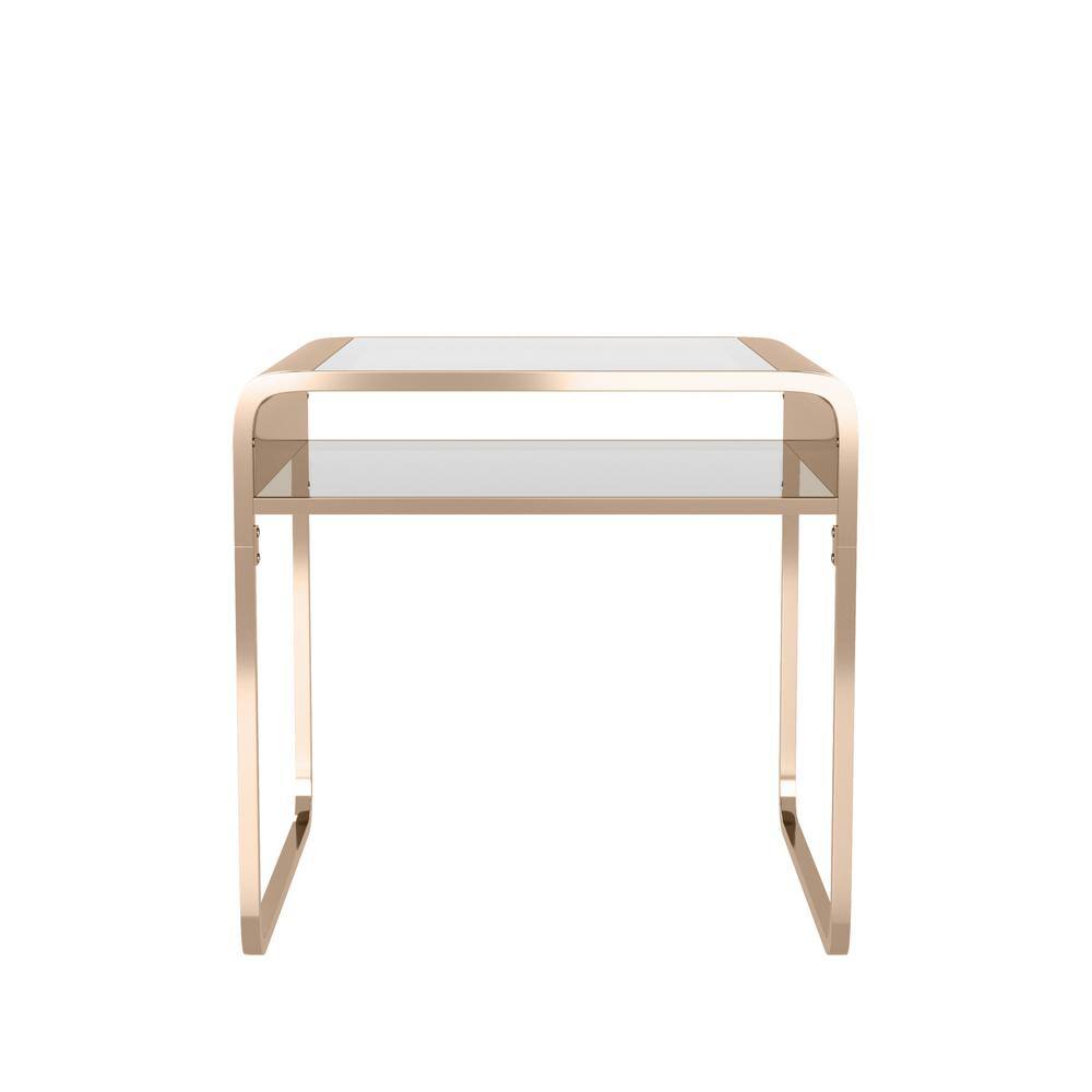 Mindry 24 in. Chrome Square Glass Top End Table - thumbnail 5
