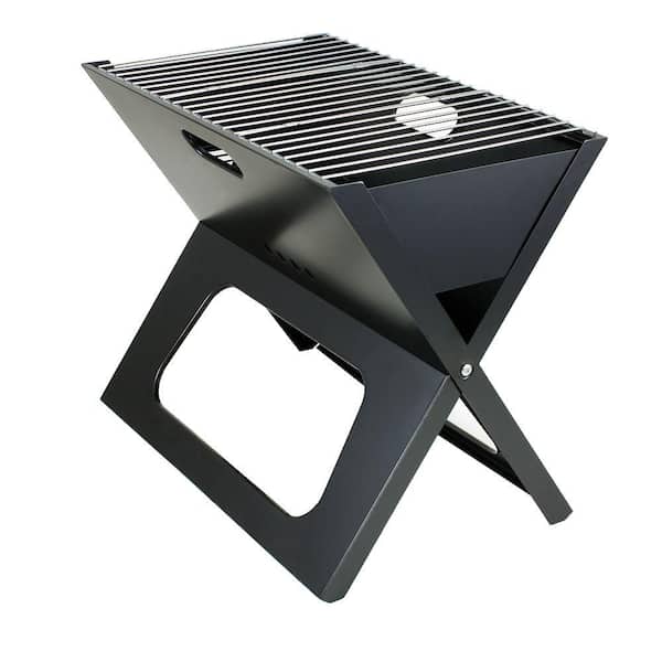 Picnic Time X-Grill Folding Portable Charcoal Grill in Black