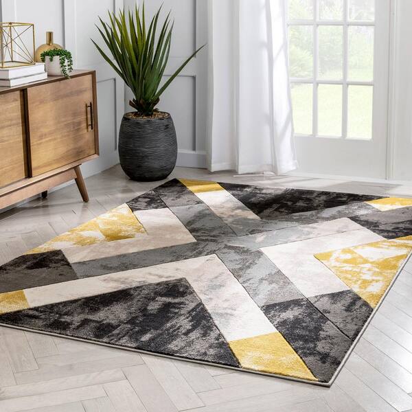 Well Woven Good Vibes Rosa Modern Geometric Gold 5'3 x 7'3 Area Rug