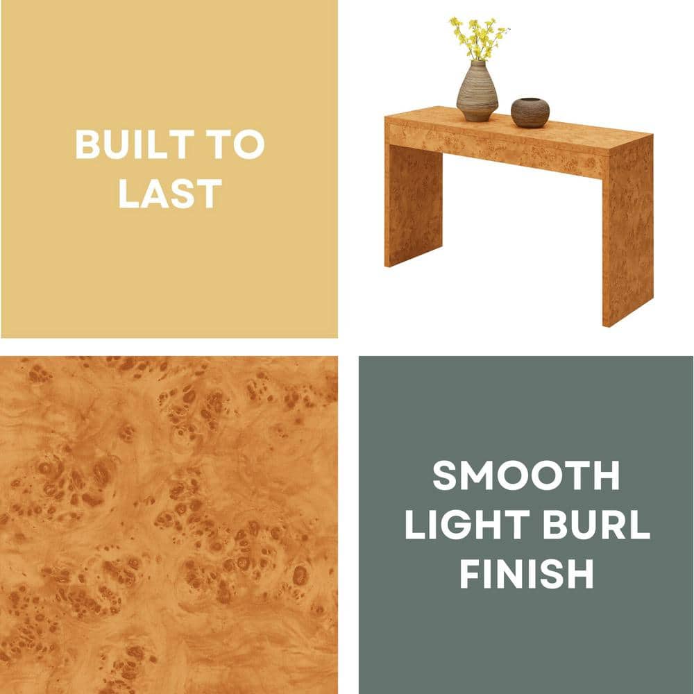 Northfield 48" Light Burl Wood Console Table with Storage