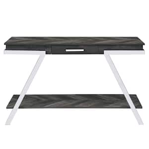 Roma 48 in. Dark Gray/White Rectangle Composite Console Table with Drawers