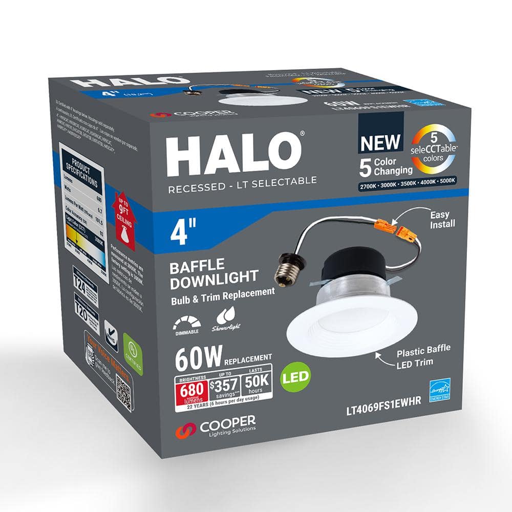 Halo 4-Inch White Aluminum LED Recessed Downlight