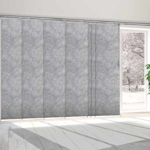 EMOH Jasmine 110 in. - 153 in. W x 94 in. L Adjustable 7- Panel White Single Rail Panel Track with 23.5 in. Slates