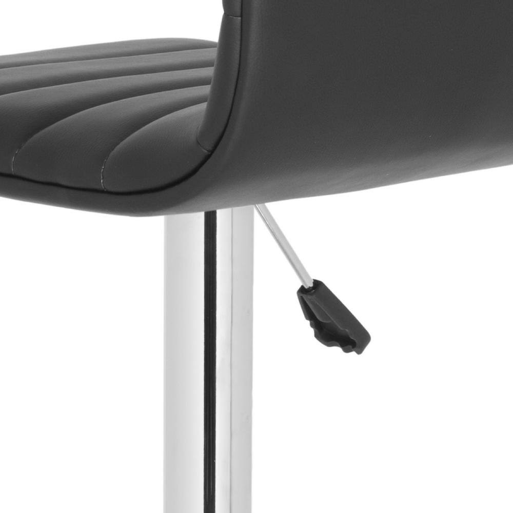 Transitional Black Leather Swivel Adjustable Bar Stool