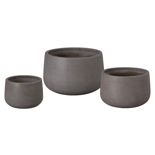 Emissary Opus 10 in., 13 in., 16.5 in. H Terrazzo Gray Terrazzo Round Planters with Drainage Hole (Set of 3)