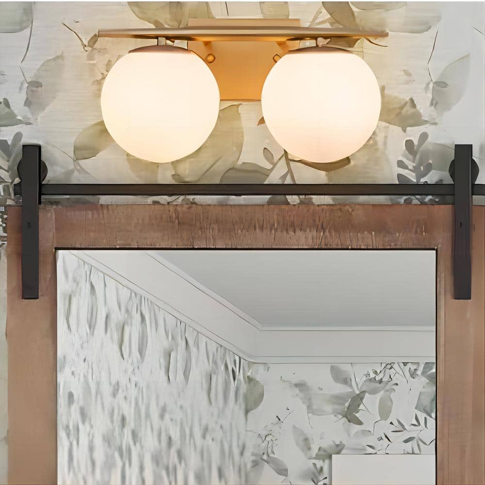 Kara 15.75 in. 2-Light Gold Vanity Light with Milky White Glass Ball Shade price history on PriceWatchPro