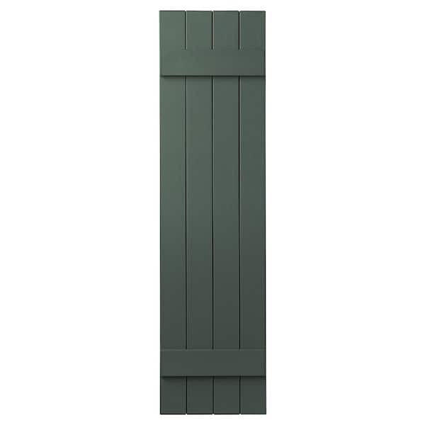 Ply Gem 15 in. x 51 in. Polypropylene 4-Board Closed Board and Batten Shutters Pair in Green