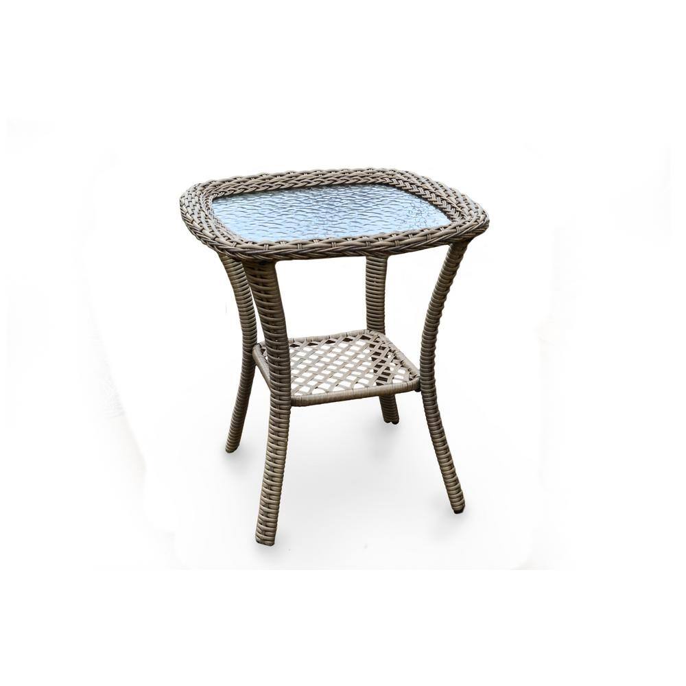 Rio Vista Sandstone Wicker and Glass Side Table