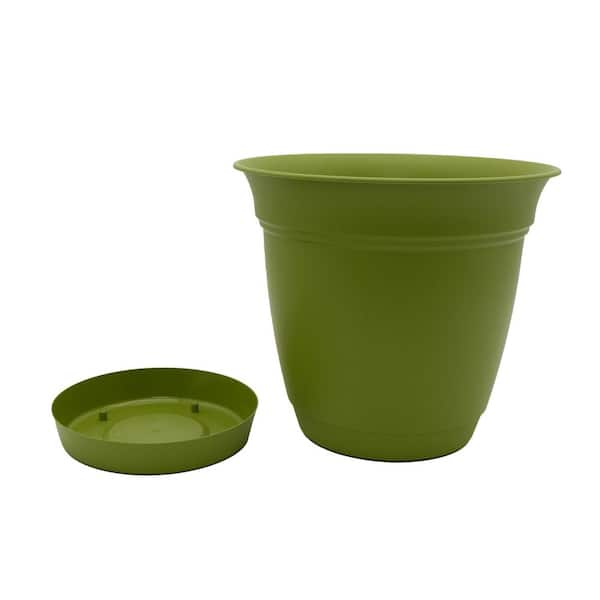 Vigoro 6 in. Mirabelle Small Stormy Gray Plastic Planter (6 in. D x 5.3 in.  H) with Drainage Hole and Attached Saucer ECA06000A53 - The Home Depot