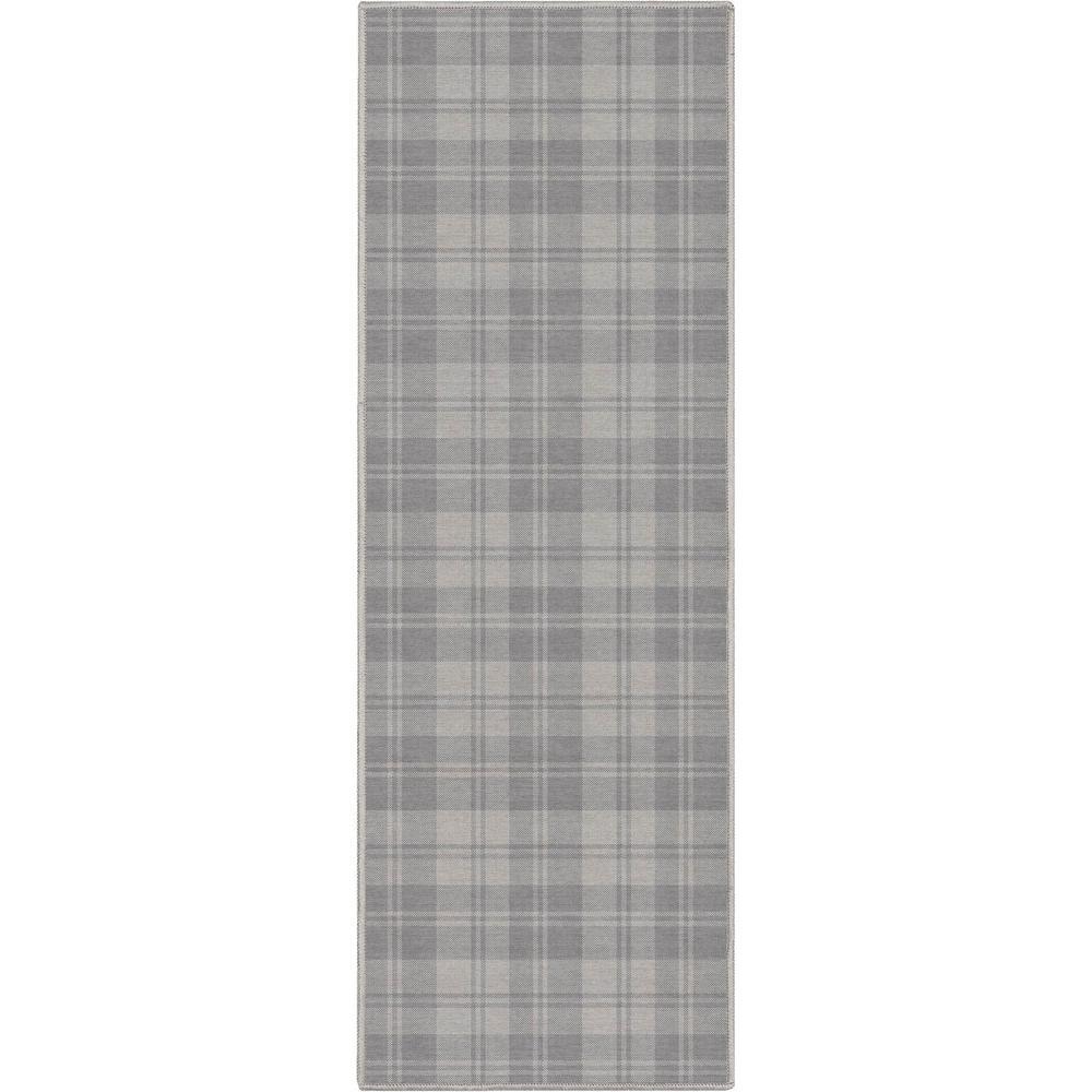 Floyd Home Rug Well Woven Light Grey 2 ft. x 5 ft. Runner Apollo Plaid Farmhouse ...