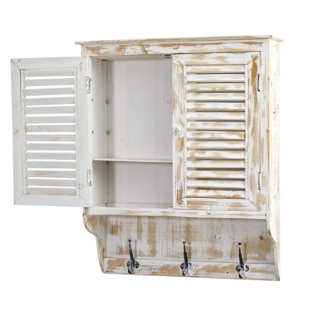 32" White Washed Weathered Wall Mounted Medicine Cabinet
