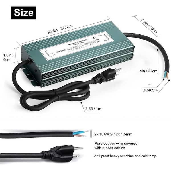 Yichuhaoxi Power Supply 400W 8. 33A Waterproof 110V/120V to 48VDC