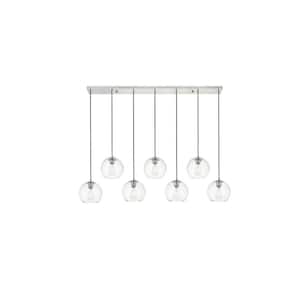 Timeless Home 53.9 in. 7-Light Chrome And Clear Pendant Light, Bulbs Not Included