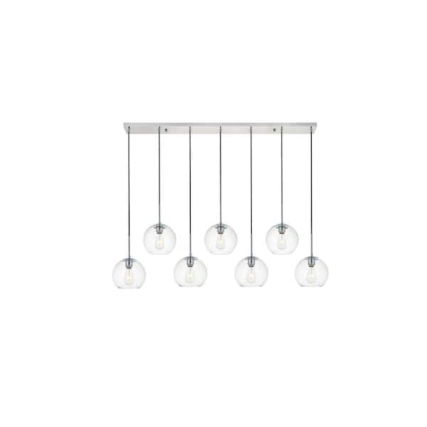 Unbranded Timeless Home 53.9 in. 7-Light Chrome And Clear Pendant Light, Bulbs Not Included