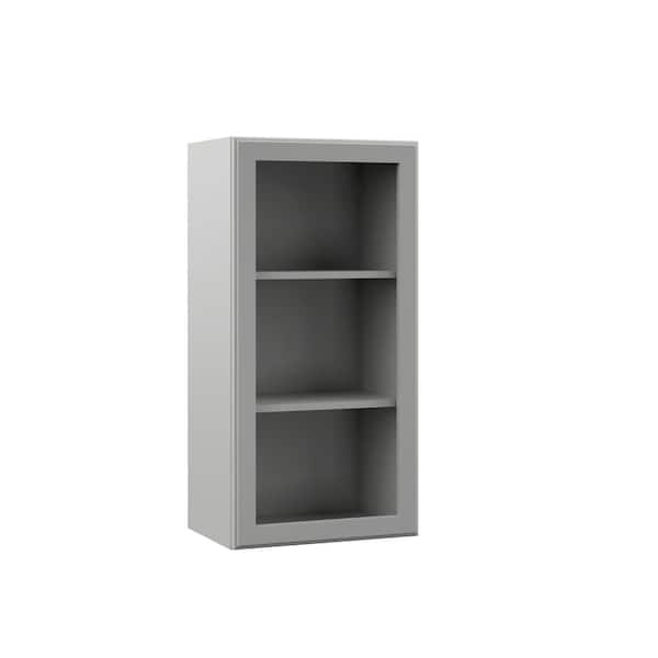 Hampton Bay Designer Series Elgin Assembled 18x36x12 in. Wall Open Shelf Kitchen Cabinet in Heron Gray