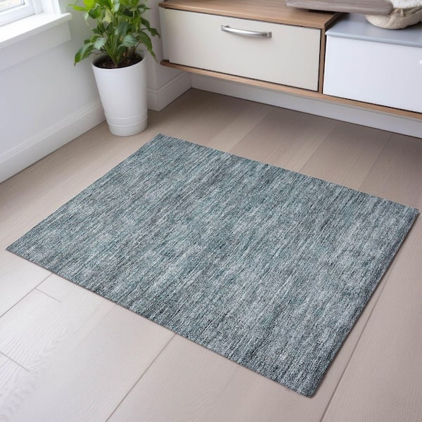Mayfield Premium Machine Washable Abstract AMF1163 Seafoam 2 ft. x 3 ft. Area Rug
