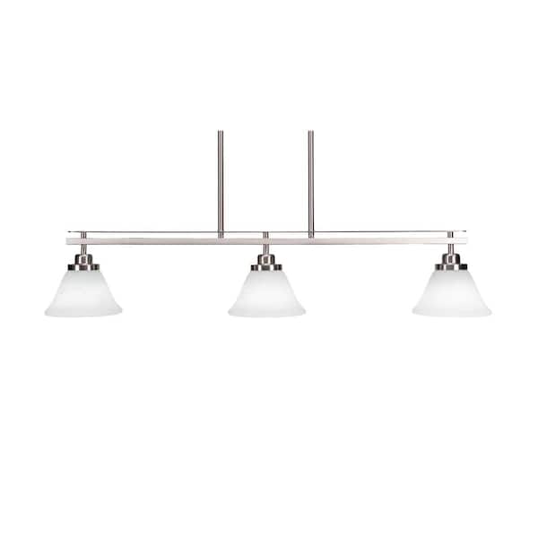 Unbranded Monroe 3-Light Brushed Nickel, Billiard Light, Any room with 7 in. White Muslin Glass Shades no bulbs included