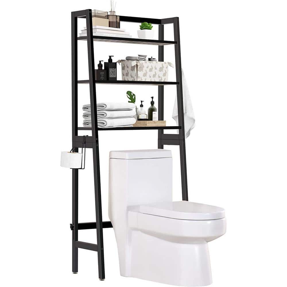 25.59 in. W x 61.42 in. H x 11.02 in. D Wood Rectangular Shelf in Black